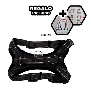 PACK12 PECHERA SEGURO PARA PERROS EN NEGRO Y+REGALO STICKERS