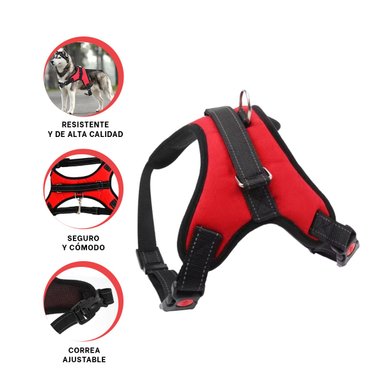 PACK4 PECHERA SEGURO PARA PERROS EN ROJO Y+PAPEL DE REGALO