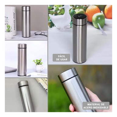 PACK6 TERMO DIGITAL DE 500 ML EN PLATEADO Y+REGALO AGENDITA