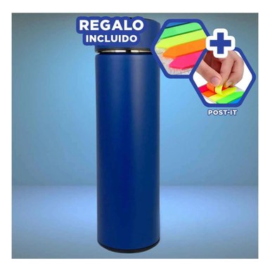 PACK6 TERMO INTELIGENTE DE ACERO AZUL Y+BANDERITAS ADHESIVAS