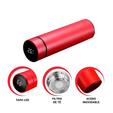 PACK2 TERMO INTELIGENTE DE ACERO EN ROJO Y+REGALO AGENDITA
