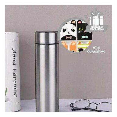 TERMO INTELIGENTE DE ACERO EN PLATEADO Y+REGALO AGENDITA