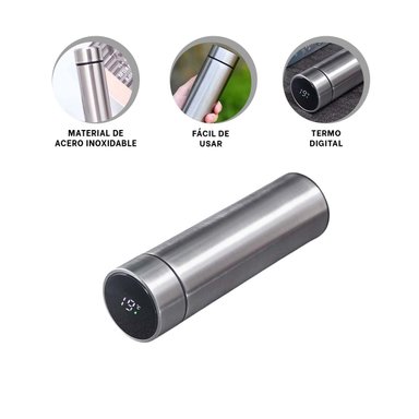 PACK4 BOTELLA DIGITAL DE TE PLATEADO Y+BANDERITAS ADHESIVAS