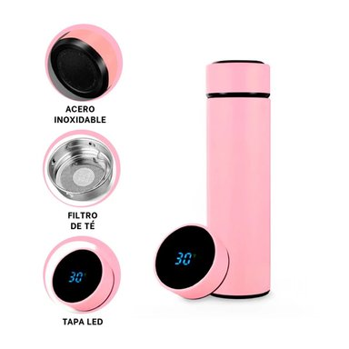 PACK2 TERMO CON CAPACIDAD DE 500 ML ROSADO Y+REGALO STICKERS