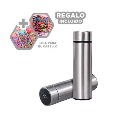 PACK12 TOMATODO TERMICO DE 500 ML PLATEADO Y+LIGAS DE REGALO