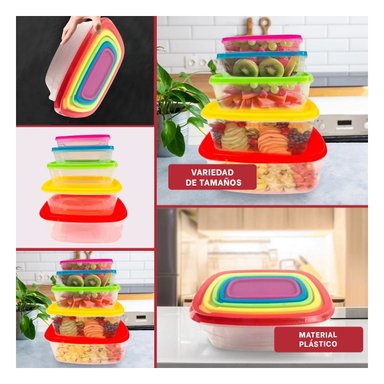 TAPER CON FORMA RECTANGULAR DE 5PZS CON TAPAS MULTICOLOR