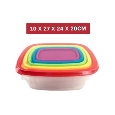 PACK2 RECIPIENTE MULTIUSO RECTANGULAR 5 PIEZAS MULTICOLOR PRACTICO Y+PAPEL REGALO - 4