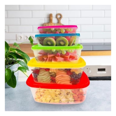 PACK2 RECIPIENTE MULTIUSO RECTANGULAR 5 PIEZAS MULTICOLOR PRACTICO Y+PAPEL REGALO - 5