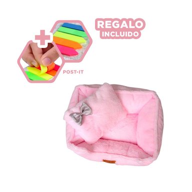 PACK6 CAMA COMODA PARA MASCOTAS ROSA Y+BANDERITAS ADHESIVAS