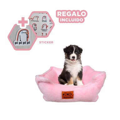 LECHO DE PELUCHE PARA PERROS ROSADO Y+REGALO STICKERS