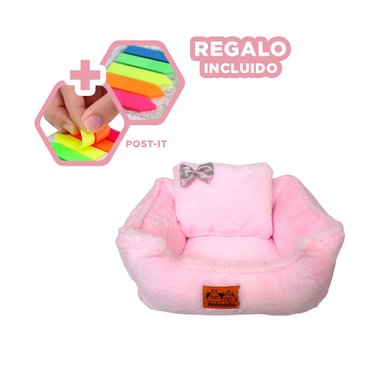 PACK6 CAMA COMODA PARA MASCOTAS ROSA Y+BANDERITAS ADHESIVAS
