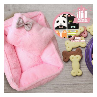 CAMA COMODA PARA MASCOTAS LAZO ROSA Y+REGALO AGENDITA