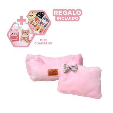 LECHO CON BORDE ALTO CON COJIN LAZO ROSADO Y+GIFT MINIAGENDA