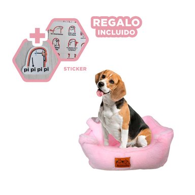 LECHO DE PELUCHE PARA PERROS ROSADO Y+REGALO STICKERS