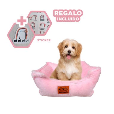 LECHO DE PELUCHE PARA PERROS ROSADO Y+REGALO STICKERS