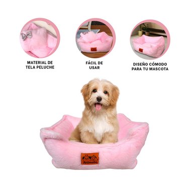 LECHO DE PELUCHE PARA PERROS ROSADO Y+REGALO STICKERS - 3