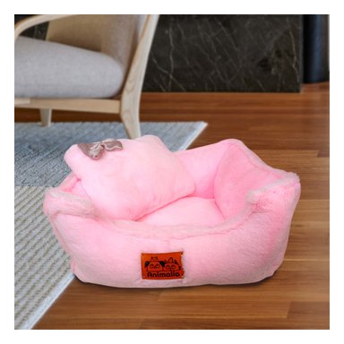 LECHO DE PELUCHE PARA PERROS ROSADO Y+REGALO STICKERS - 4