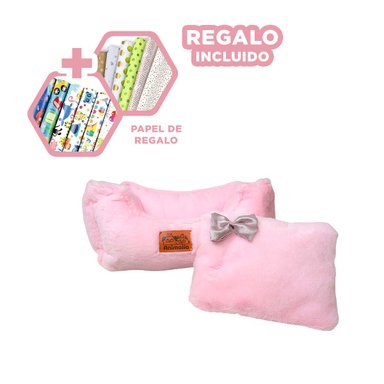 CAMA RECTANGULAR EN TALLA M ROSADO Y+PAPEL DE REGALO