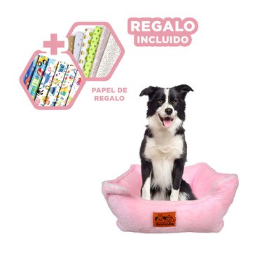 CAMA RECTANGULAR EN TALLA L ROSADO Y+PAPEL DE REGALO