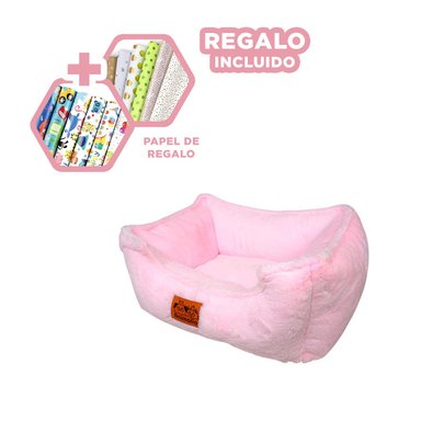 CAMA RECTANGULAR EN TALLA S ROSADO Y+PAPEL DE REGALO