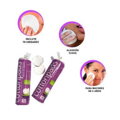 PACK4 ALGODONES EN DISCOS 70U Y+PAPEL DE REGALO