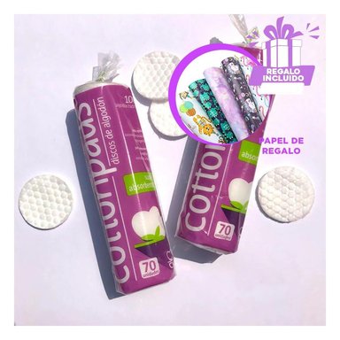 PACK6 ALGODONES PARA DESMAQUILLAR 70U Y+PAPEL DE REGALO