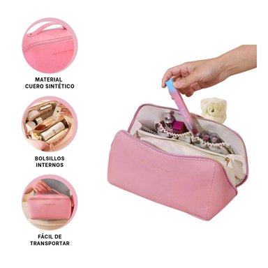 PACK6 ESTUCHE DE VIAJE PARA MAQUILLAJE ROSADO