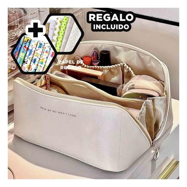 PACK12 COSMETIQUERO PRACTICO VIAJE BLANCO Y+PAPEL DE REGALO