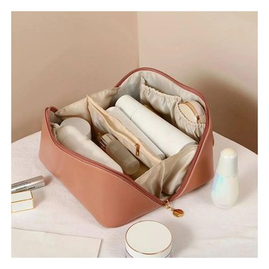 PACK2 NECESER VIAJE PARA COSMETICOS MARRON Y+REGALO STICKERS