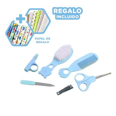 PACK12 SET DE ACCESORIOS PARA BABY AZUL Y+PAPEL DE REGALO
