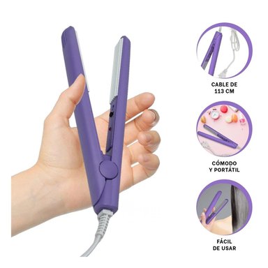 PACK2 PLANCHA LIGERA DE CABELLO LILA Y+REGALO STICKERS