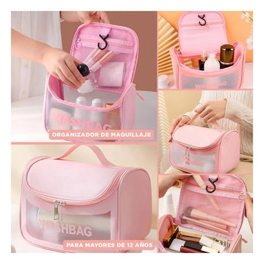 PACK4 NECESER PARA ORGANIZAR EN ROSADO Y+REGALO STICKERS