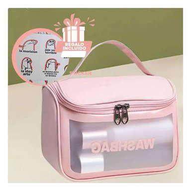PACK12 PORTADOR DE UTILES ESTETICOS ROSADO Y+REGALO STICKERS