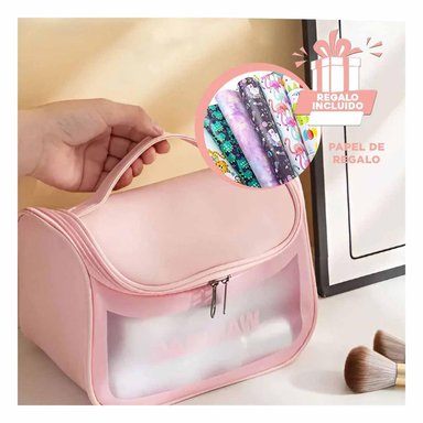 PACK12 ESTUCHE PARA MAQUILLAJE ROSADO Y+PAPEL DE REGALO