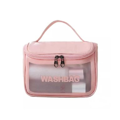 PACK2 NECESER CON DIVISIONES PARA COSMETICOS EN COLOR ROSADO