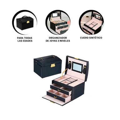 PACK4 JOYERO ELEGANTE Y FUNCIONAL DE COLOR NEGRO