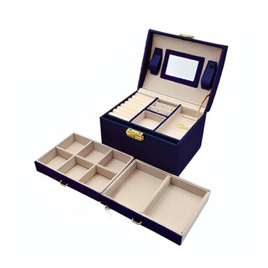 PACK2 JOYERO BONITO ORGANIZADOR EN AZUL Y+PAPEL DE REGALO