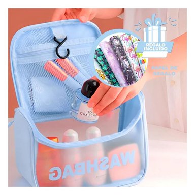 PACK6 PORTADOR DE UTILES ESTETICOS CELESTE Y+PAPEL DE REGALO