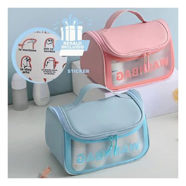 PACK6 PORTADOR COMESTIQUERA EN CELESTE Y+REGALO STICKERS