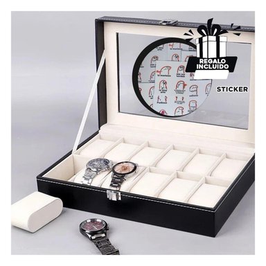 PACK12 CAJA EXHIBIDORA DE RELOJES NEGRO Y+REGALO STICKERS