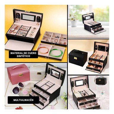 PACK4 JOYERO BONITO ORGANIZADOR EN NEGRO Y+PAPEL DE REGALO