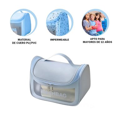 PACK4 PORTADOR DE COSMETICOS CELESTE Y+PAPEL DE REGALO