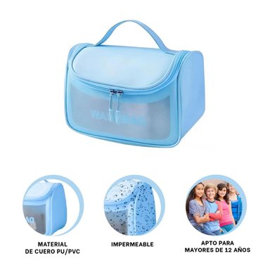 PACK4 PORTADOR COSMETIQUERO BONITO EN COLOR CELESTE