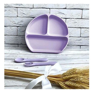PACK2 PLATO DE SILICONA DE 3 DIVISIONES PARA BEBE EN LILA