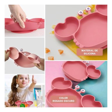 PACK4 VAJILLA DINAMICA UTIL PARA BEBES EN ROSA OSCURO