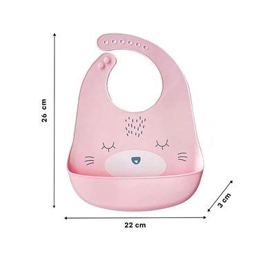 PACK2 BABERO INFANTIL DE SILICONA CON CARITA ROSADO COMODO Y PRACTICO Y+REGALO STICKER - 6