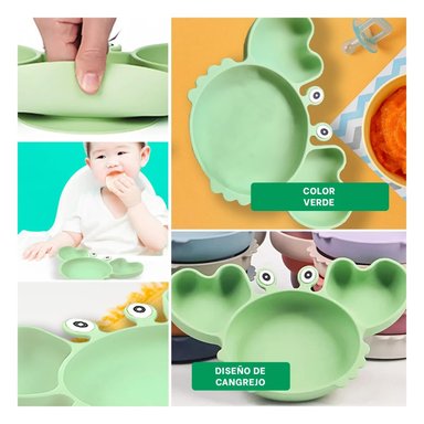 PACK4 VAJILLA DINAMICA UTIL PARA BEBES EN COLOR VERDE