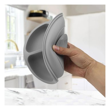 PACK2 PLATO INFANTIL CON DIVISIONES PLOMO Y+PAPEL DE REGALO