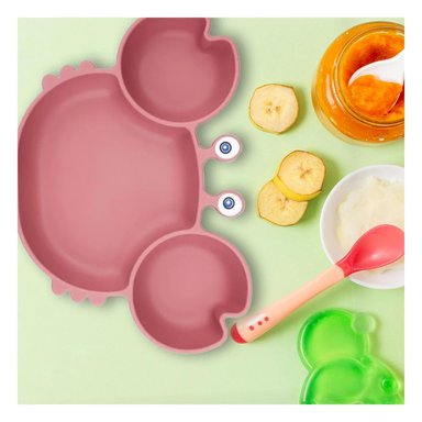 PACK2 PLATO DE MESA PARA NIÑO ROSA OSCURO Y+REGALO STICKERS