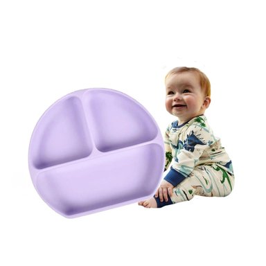 PACK12 VAJILLA LLANO DE 3 PARTES PARA BEBE EN LILA